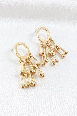 Gold Çoklu Funny Küpe