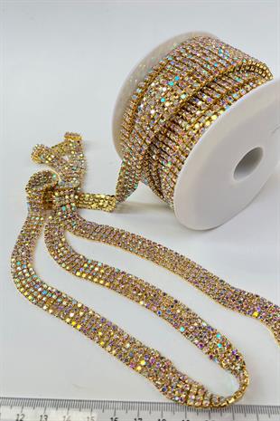 خرز من حجر بيوغلو لامع مكون من 4 صفوف مع جانجان ذهبي وفضي