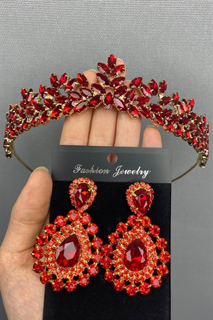 Gold Hayal Model Bridal Henna Crown and Earring