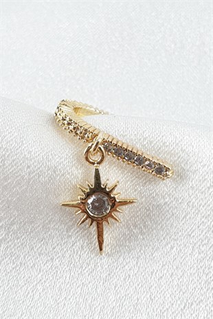 Gold Kuzey Yıldızlı Kıkırdak Küpe
