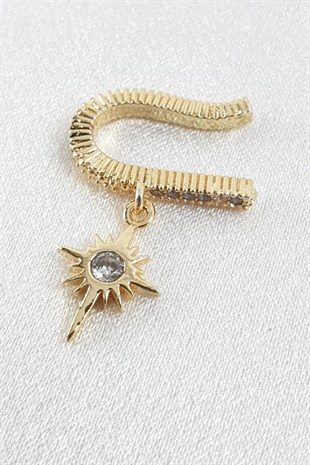 Gold Kuzey Yıldızlı Kıkırdak Küpe