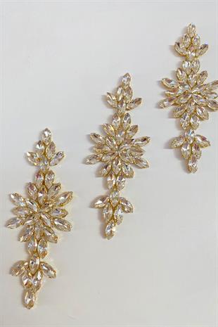 Gold Mekik Taşlı Ütüyle Yapışan Parlak Taşlı Aplik