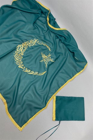 Gold Nakış Simli Ay Yıldızlı Damat Örtüsü Seti