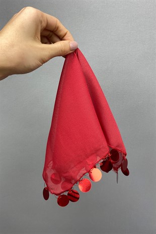 Gold Stamp Embroidered Luxury Halay Handkerchief 1 Piece Red