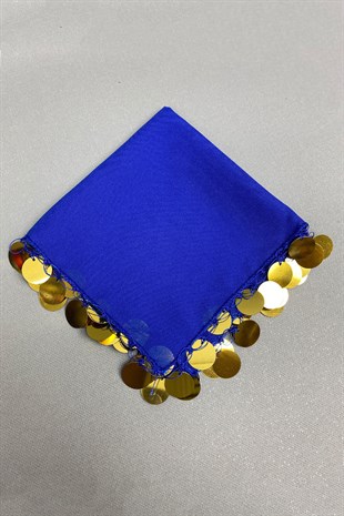Gold Stamp Embroidered Luxury Halay Handkerchief 1 Piece Sax Blue