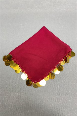 Gold Stamp Embroidered Luxury Halay Handkerchief 5 Pieces Claret Red