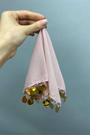 Gold Stamp Embroidered Luxury Halay Handkerchief 5 Pieces Powder