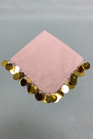 Gold Stamp Embroidered Luxury Halay Handkerchief 5 Pieces Powder