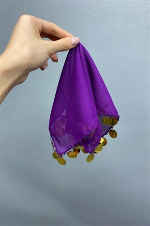 Gold Stamp Embroidered Luxury Halay Handkerchief 5 Pieces Purple