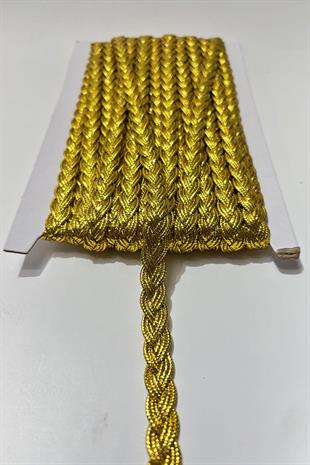 Gold Rengi Saç Örgüsü Simli Şerit Biye Su Taşı