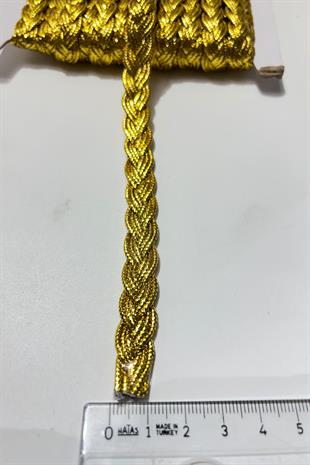 Gold Rengi Saç Örgüsü Simli Şerit Biye Su Taşı
