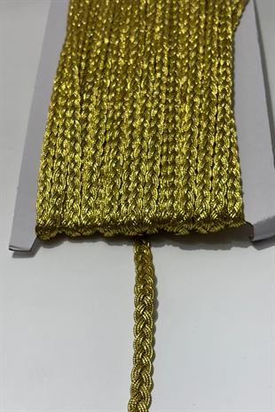 Gold Rengi  Saç Örgüsü Simli Şerit Biye Su Taşı