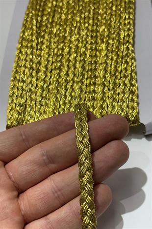 Gold Rengi  Saç Örgüsü Simli Şerit Biye Su Taşı