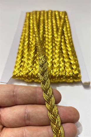 Gold Rengi Saç Örgüsü Simli Şerit Biye Su Taşı