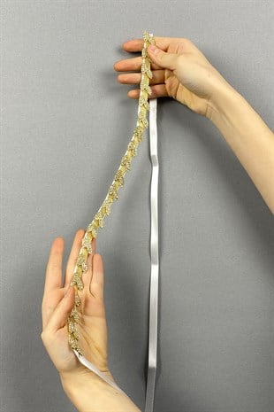 Gold Color Stones Thin Leaf Pattern Accessory Waist Belt