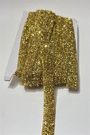 Gold Rengi Ütüyle Yapışan Şerit Taş Boncuk1,5 Cm 
