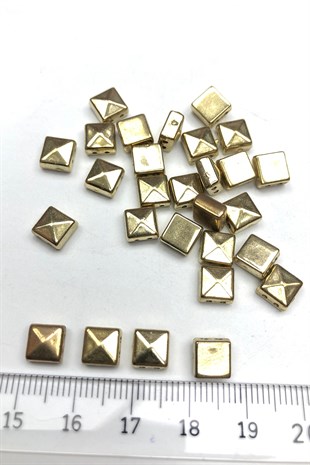 Gold Color Square Plastic Beads