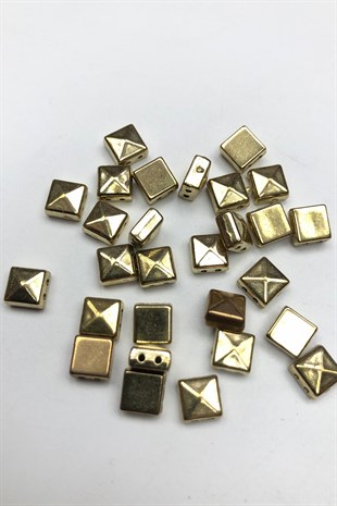 Gold Color Square Plastic Beads