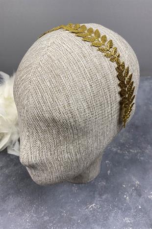 Gold Color Metal Thin Leaf Design Bridal Crown Hair Accessory