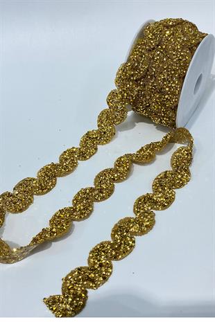 Gold Color Waterway Pattern Iron-on Strip Applique