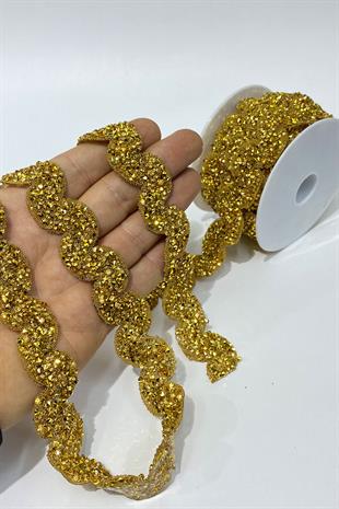 Gold Color Waterway Pattern Iron-on Strip Applique