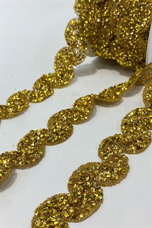 Gold Color Waterway Pattern Iron-on Strip Applique