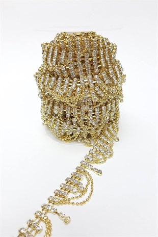 سلسلة ذهبية اللون حجر الشريط مزينة بشراشيب