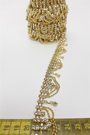 سلسلة ذهبية اللون حجر الشريط مزينة بشراشيب