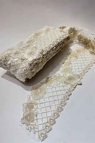 Gold Simli  Fransız Güpür Kenar Dantel Şerit