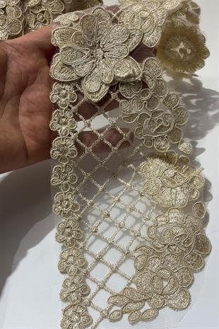 Gold Simli  Fransız Güpür Kenar Dantel Şerit