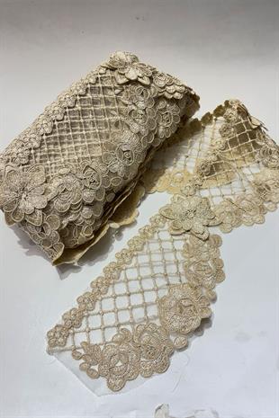 Gold Simli  Fransız Güpür Kenar Dantel Şerit