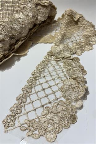 Gold Simli  Fransız Güpür Kenar Dantel Şerit