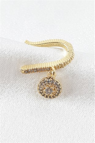 Gold Taş Detaylı Kıkırdak Küpe