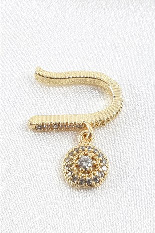 Gold Taş Detaylı Kıkırdak Küpe