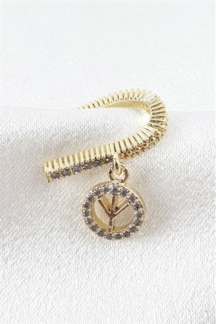 Gold Taş Detaylı Tasarım Küpe