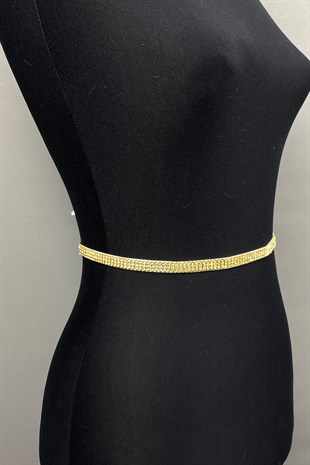 Gold Taşlı Özel Tasarım Bel Kemeri 