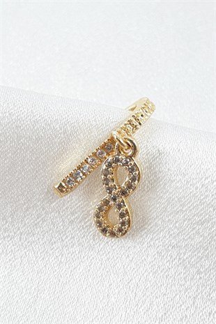 Gold Taşlı Sonsuzluk Kıkırdak Küpe