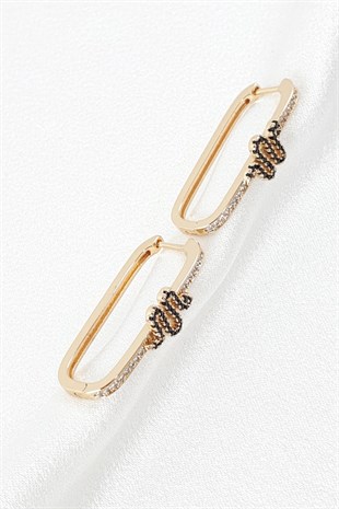 Gold Yılan Desenli Tasarım Küpe