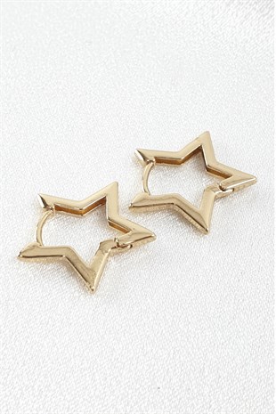 Gold Yıldız Desen Küpe