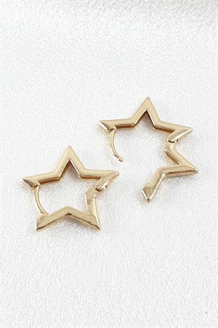 Gold Yıldız Desen Küpe