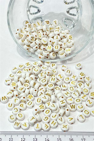 Gold Yuvarlak Harf Boncuk 100 Adet