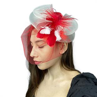 الجملة اليونانية تول Voilet الزفاف والحزب قبعة الشعر التبعي