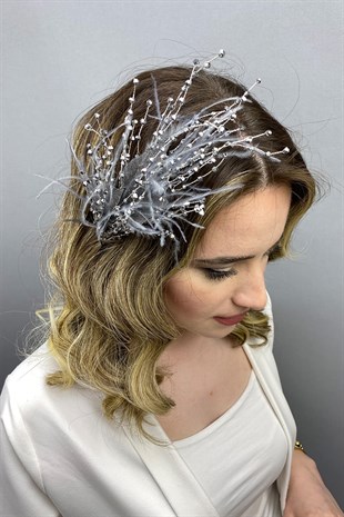 Gray Ala Leaf Model Bridal Henna Crown