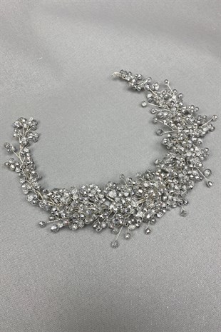 Gray Asian Crystal Bridal Hair Accessory