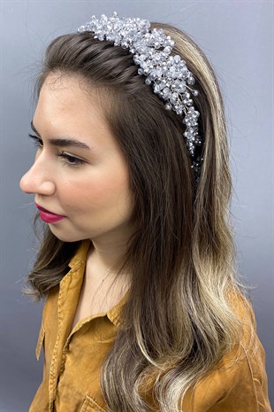 Gray Asian Crystal Bridal Hair Accessory