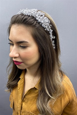 Gray Asian Crystal Bridal Hair Accessory
