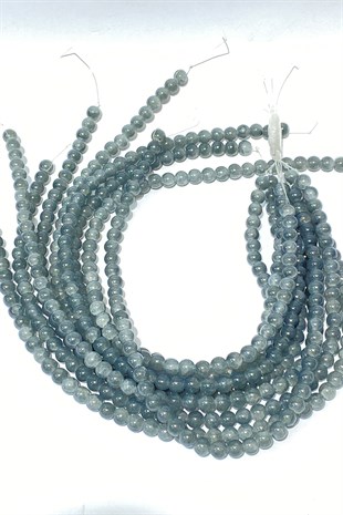 Gri Desenli Dizi Cam Boncuk 8 mm