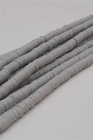 Fimo Hamur Boncuk Gri  6Mm