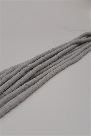 Fimo Hamur Boncuk Gri  6Mm