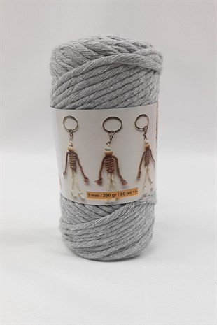 حبل مكرميه ملتوي ناعم رمادي 100 متر